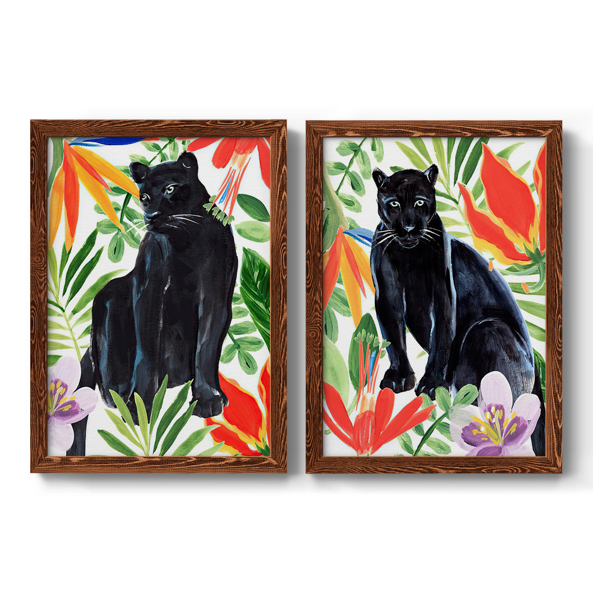 Panther's Paradise I - Premium Framed Canvas 2 Piece Set - Ready to Hang