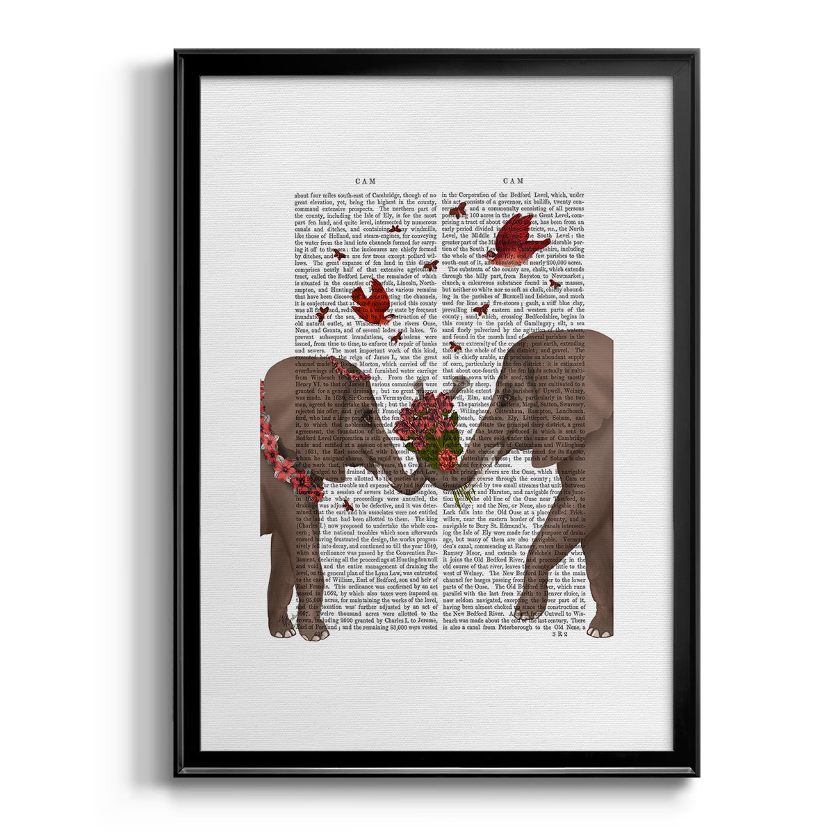 Elephant Bouquet, Portrait - Modern Framed Canvas Print