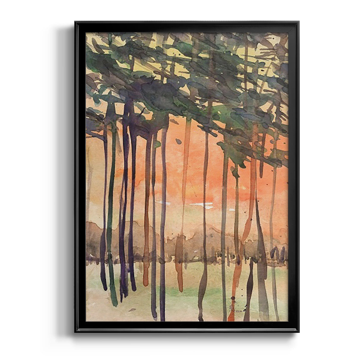 Between the Trees II - Modern Framed Canvas Print