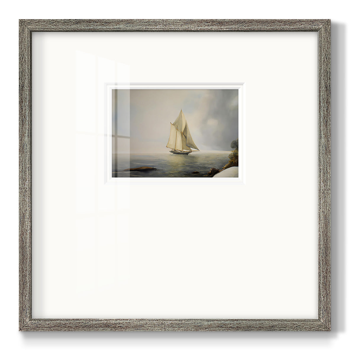 Foggy Sail I Premium Framed Print Double Matboard