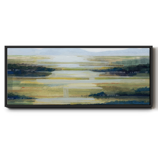 Lime Strata I - Floater Framed Canvas Print