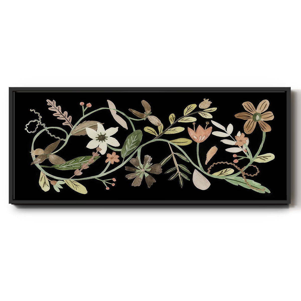 Pressed Flowers I - Floater Framed Canvas Print