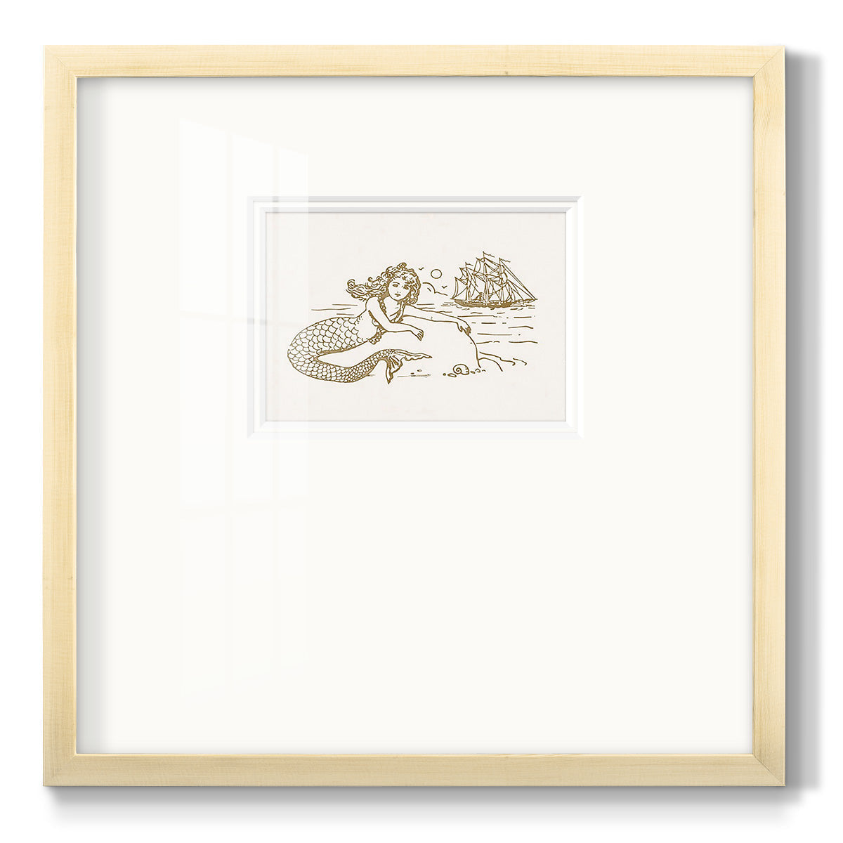 Sunning Mermaid I - Double Matboard Framed Print