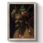 Surreal allegorical portrait representing the four seasons by Giuseppe Arcimboldo printed on canvas in an ornate champagne frame with a vertical orientation.