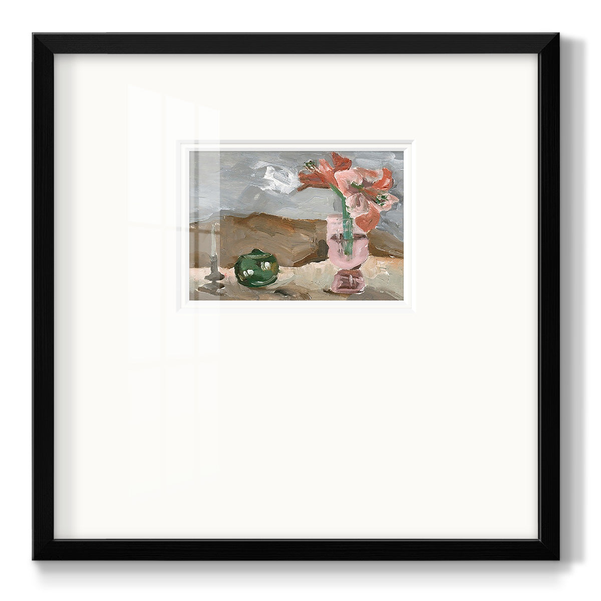 Vase of Pink Flowers II - Double Matboard Framed Print