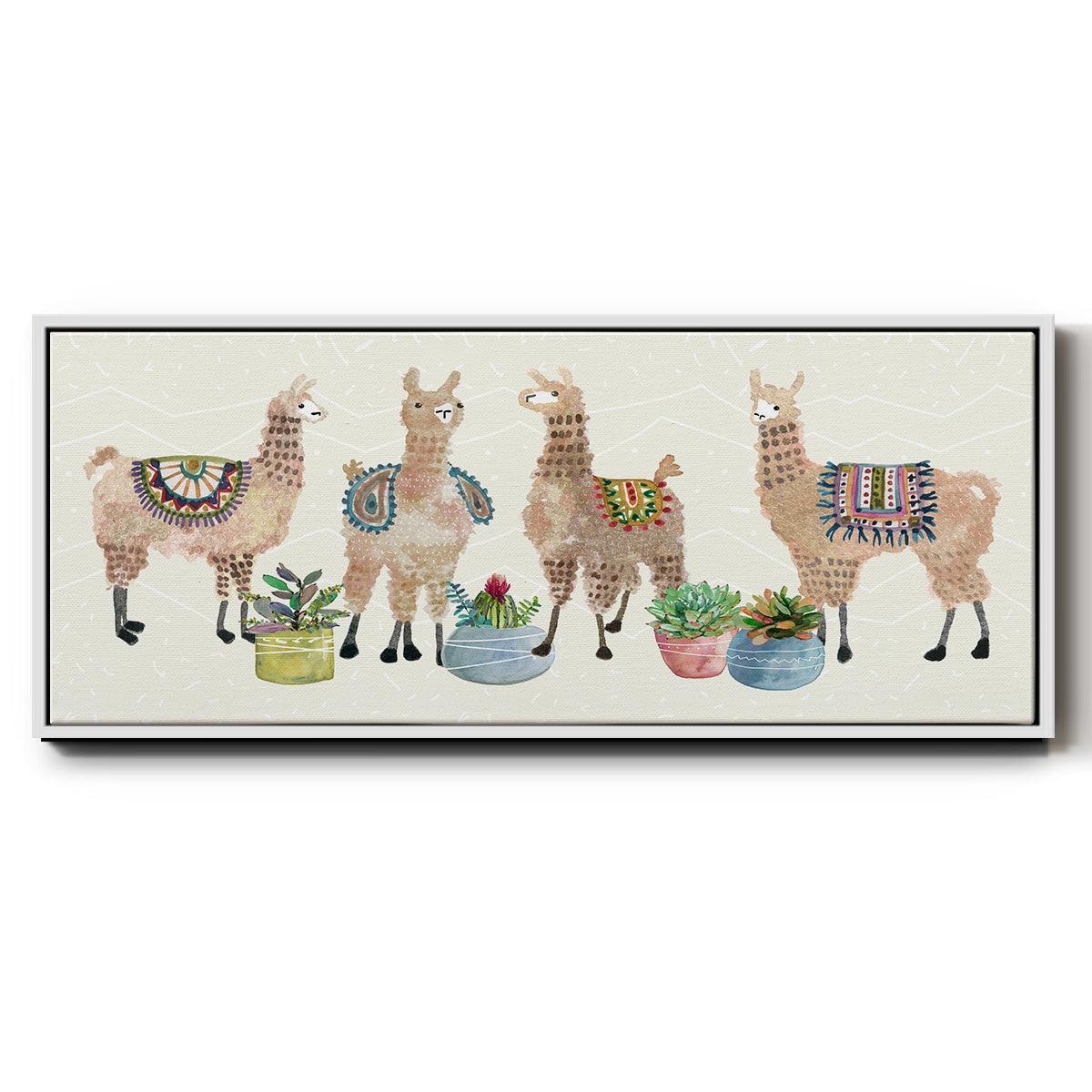Llama Party - Floater Framed Canvas Print