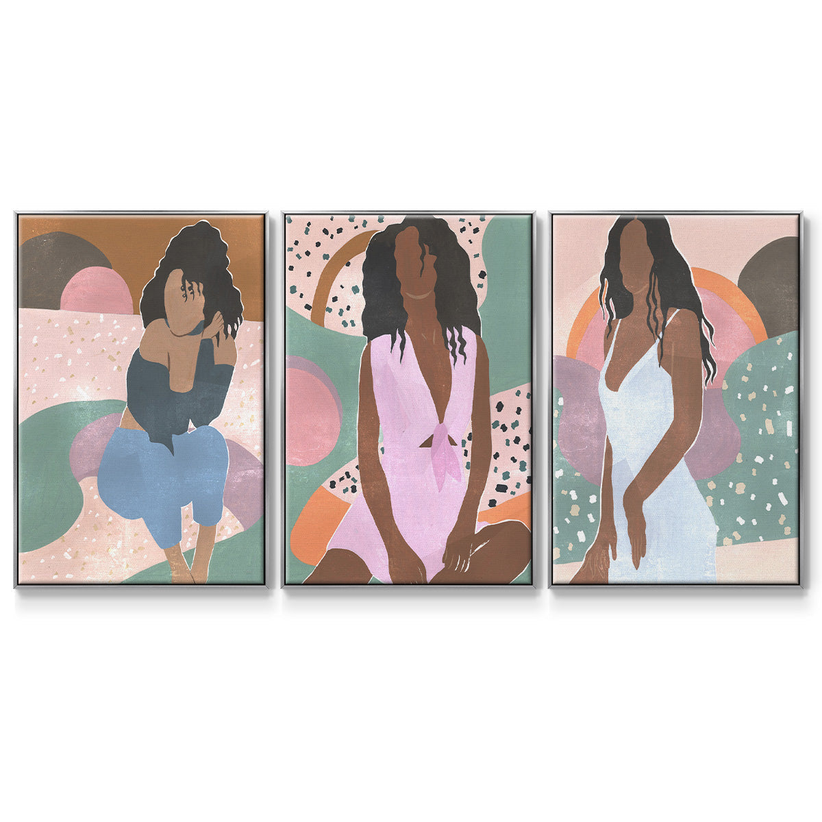 Curly Lady I - Floater Framed Canvas Set
