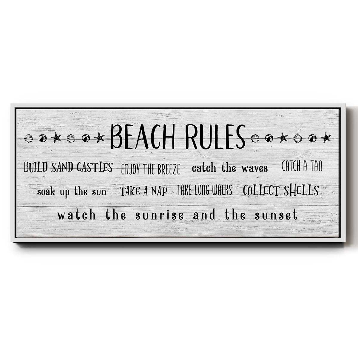 Rules of the Beach - Floater Framed Canvas Print