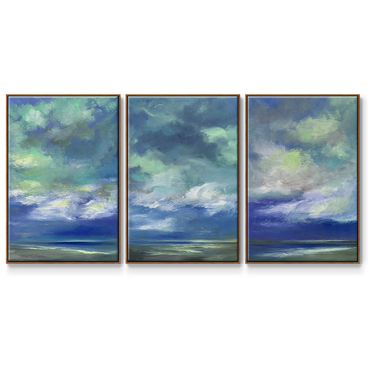 Island Dusk - Framed Premium Gallery Wrapped Canvas L Frame 3 Piece Set - Ready to Hang