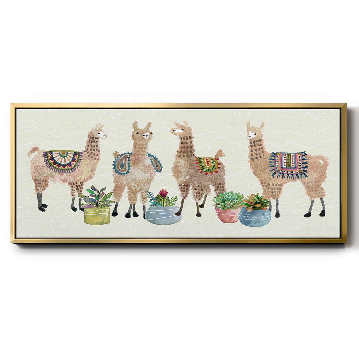 Llama Party - Floater Framed Canvas Print