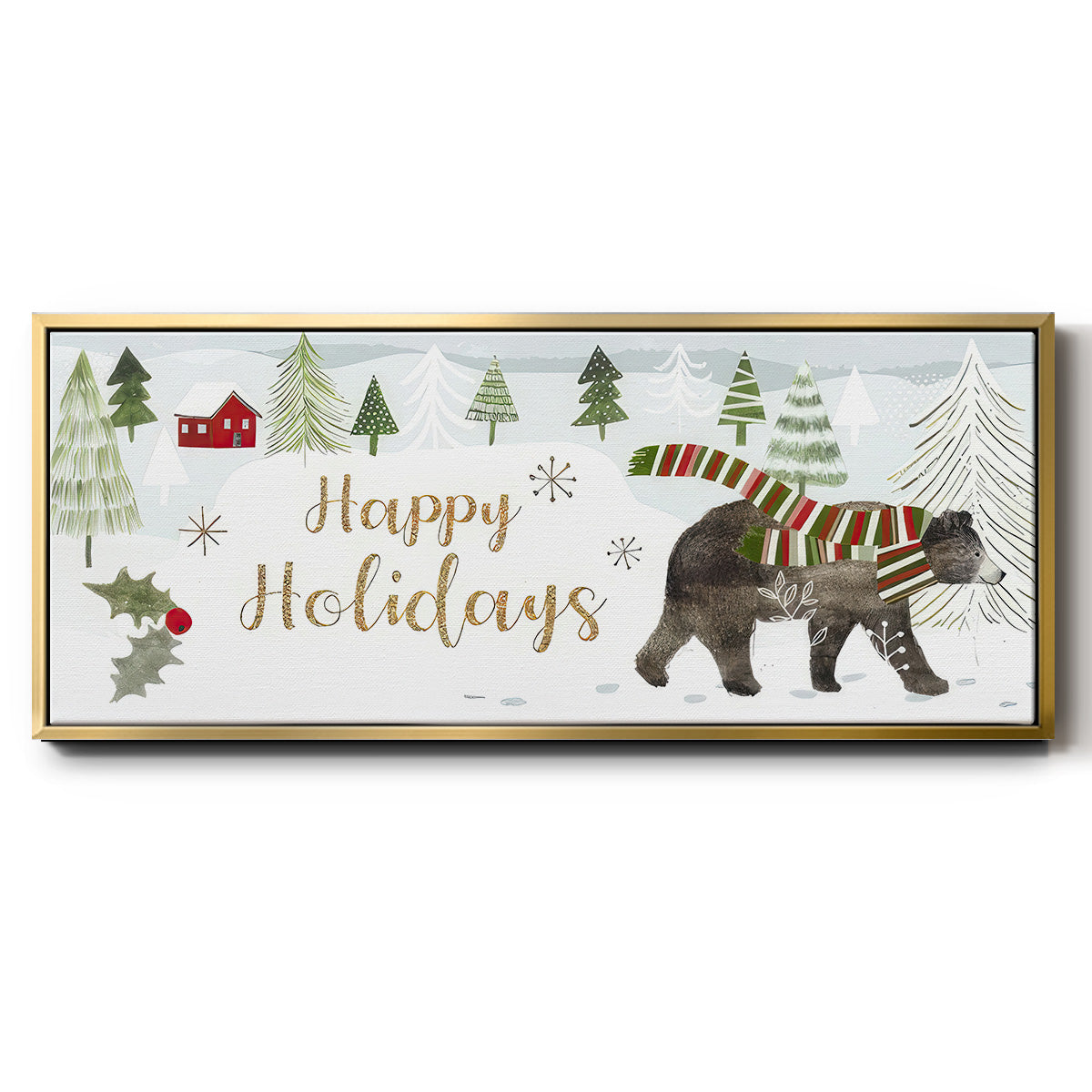 Woodland Christmas Collection D - Floater Framed Canvas Print