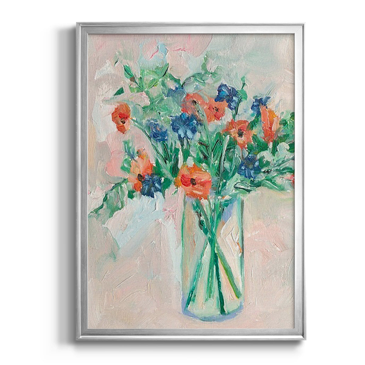 Painterly Soft Bouquet II - Modern Framed Canvas Print