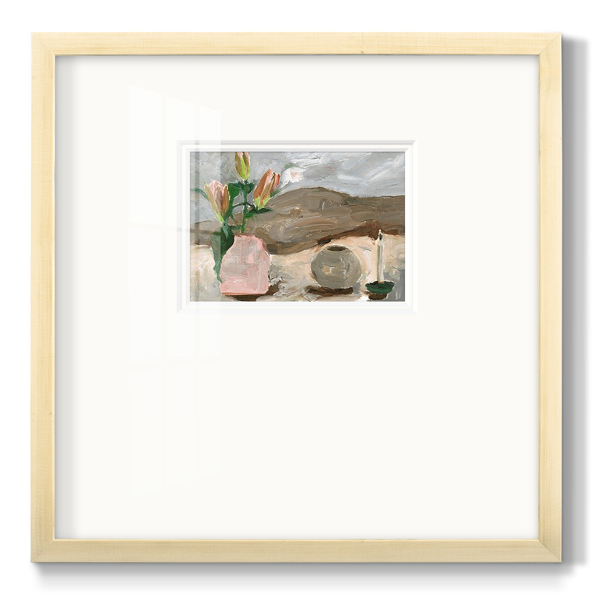 Vase of Pink Flowers V - Double Matboard Framed Print