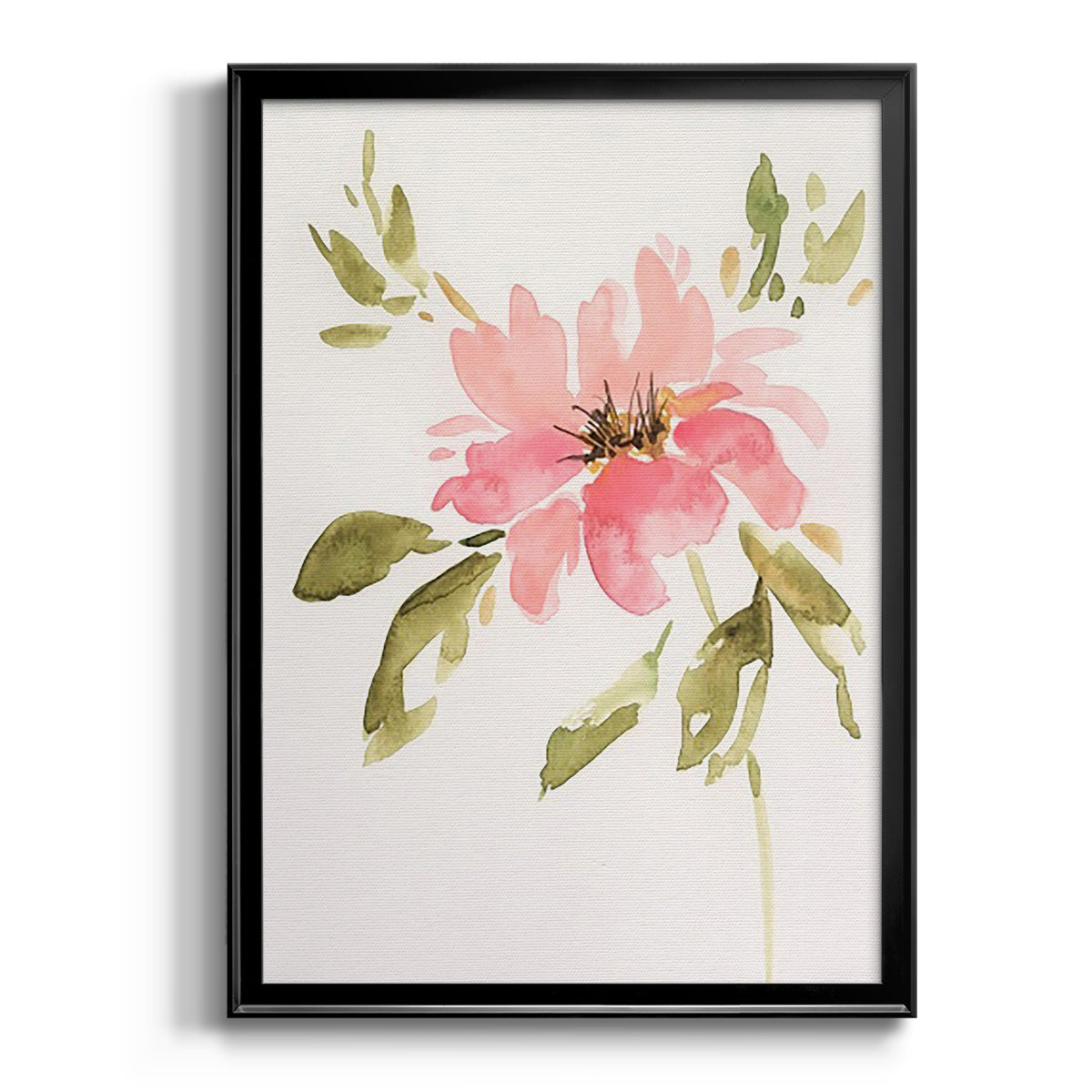 One Pink Bloom II - Modern Framed Canvas Print
