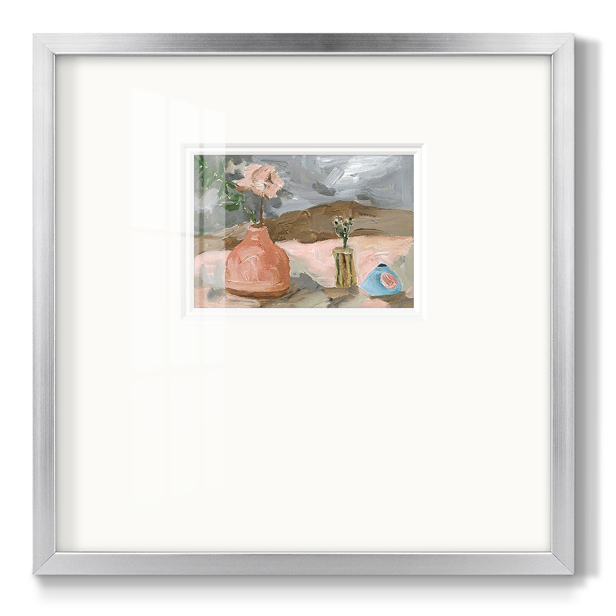 Vase of Pink Flowers I - Double Matboard Framed Print