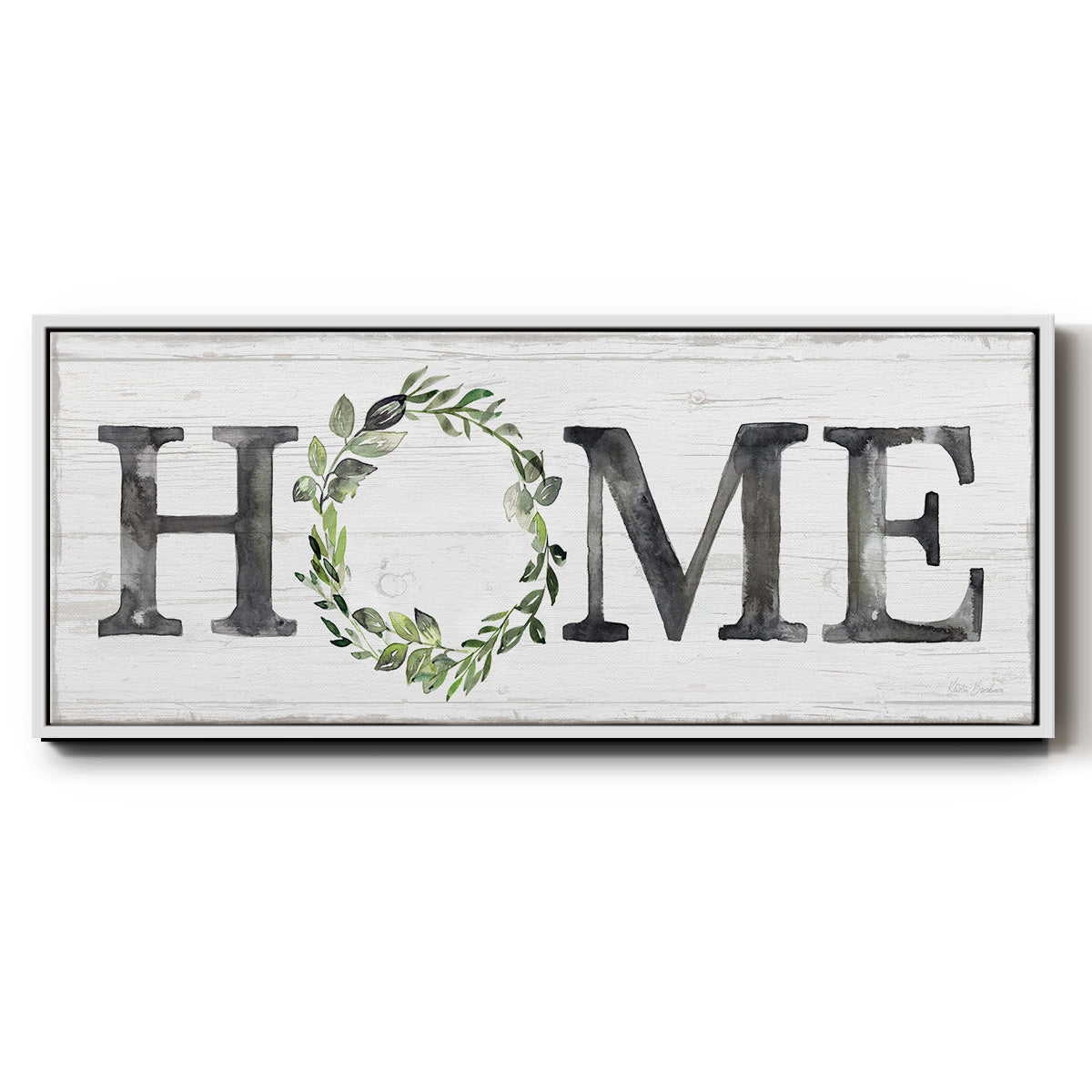Gray Home Wreath - Floater Framed Canvas Print