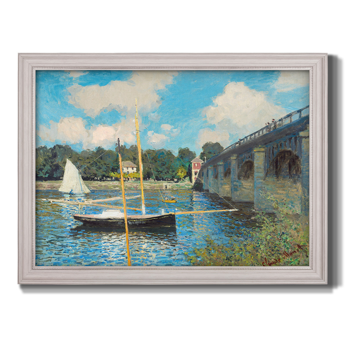 The Road Bridge At Argenteuil - Ornate Framed Canvas Print