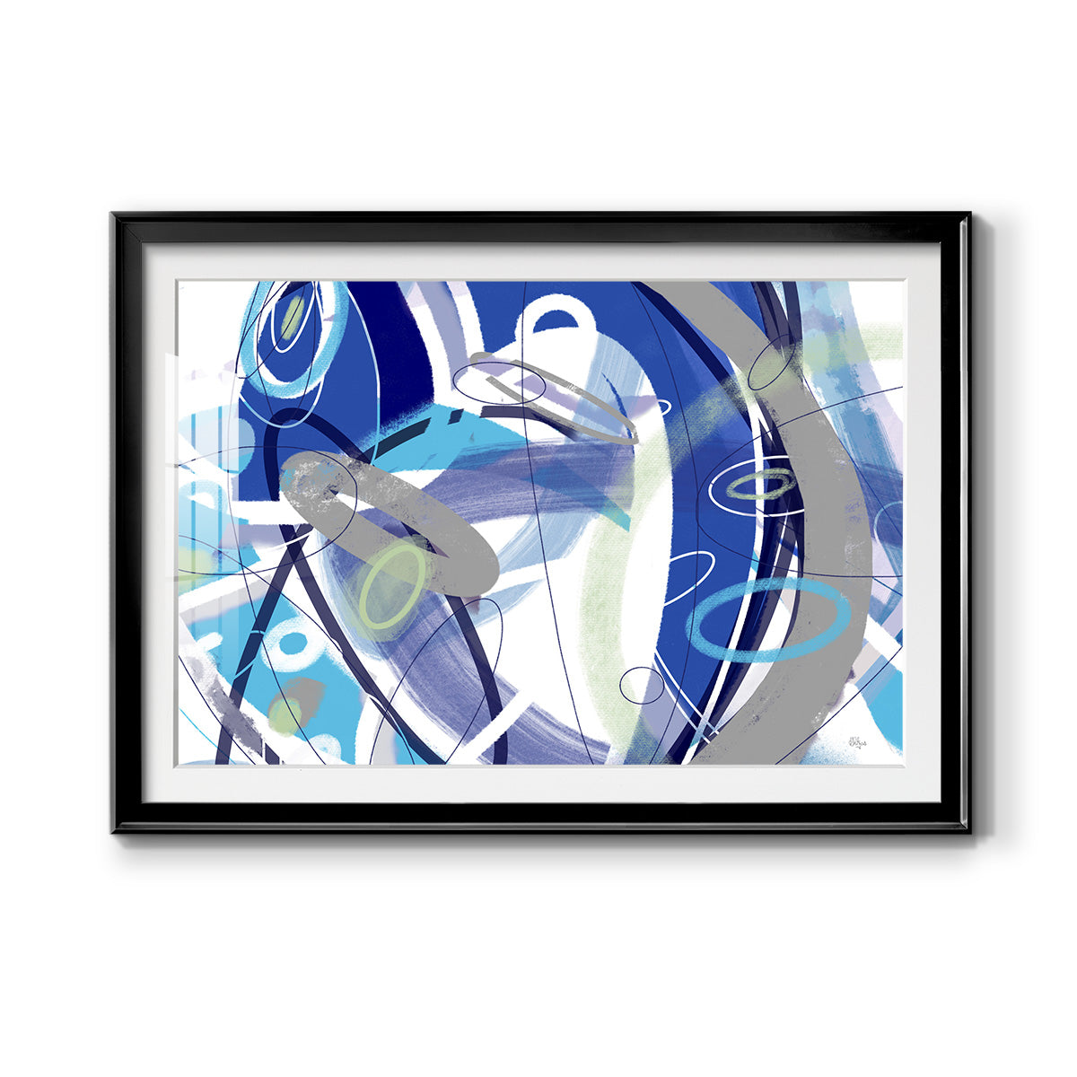 Blue Flow - Modern Framed Art Print