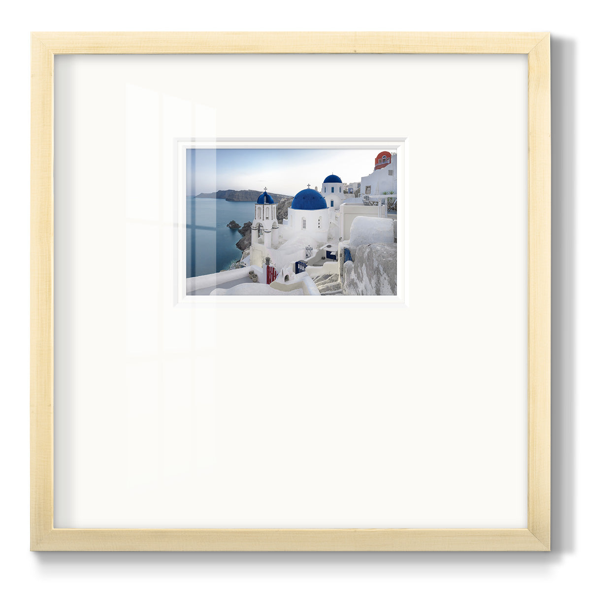 Santorini Sunrise Premium Framed Print Double Matboard