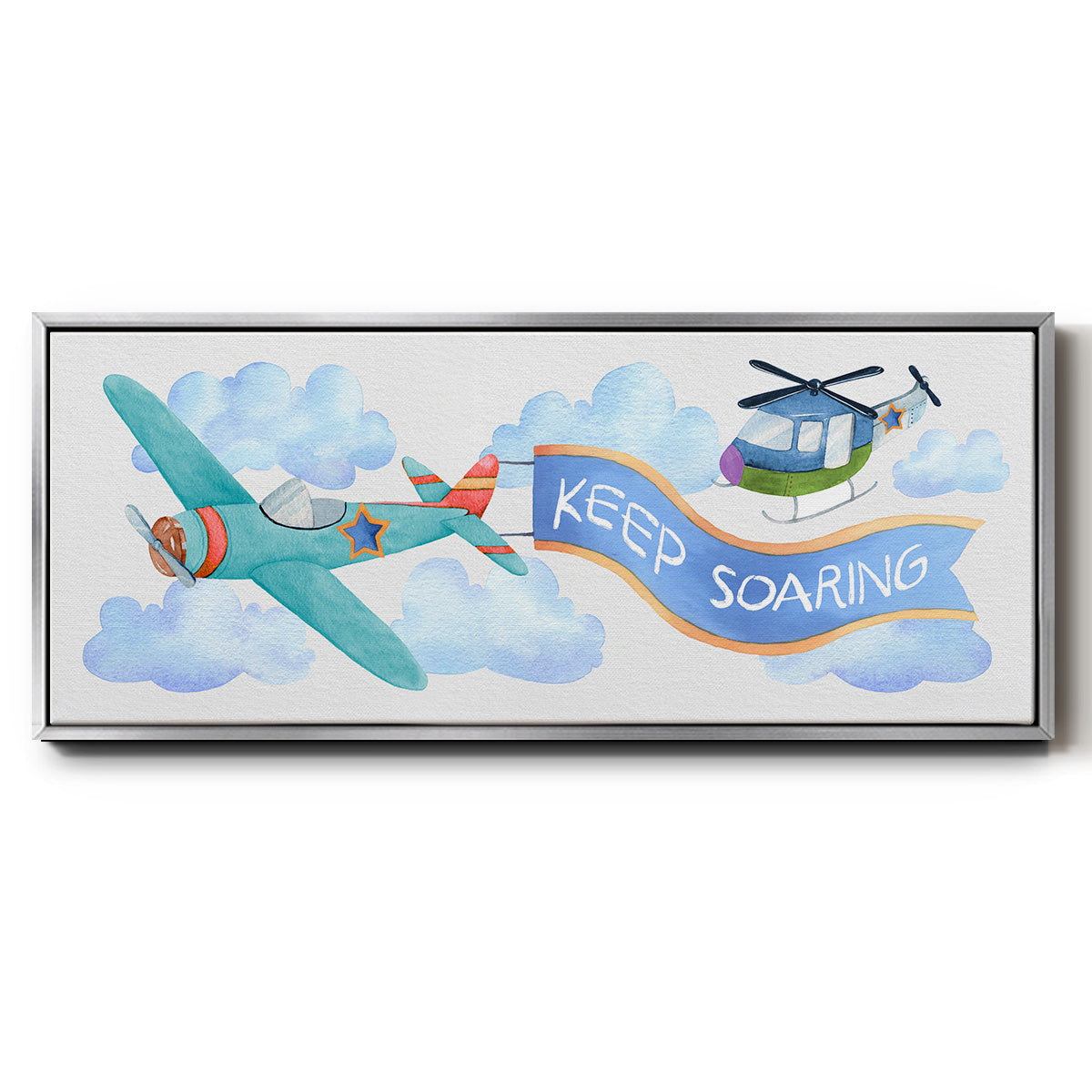 Soar Airplane - Floater Framed Canvas Print