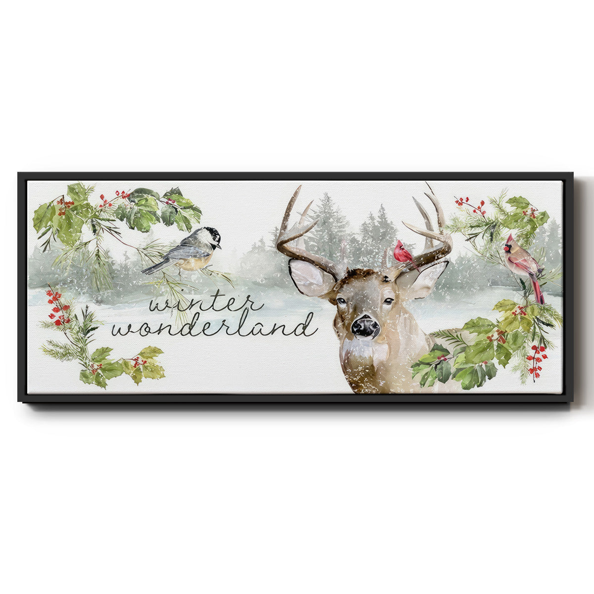 Reindeer Woods - Floater Framed Canvas Print