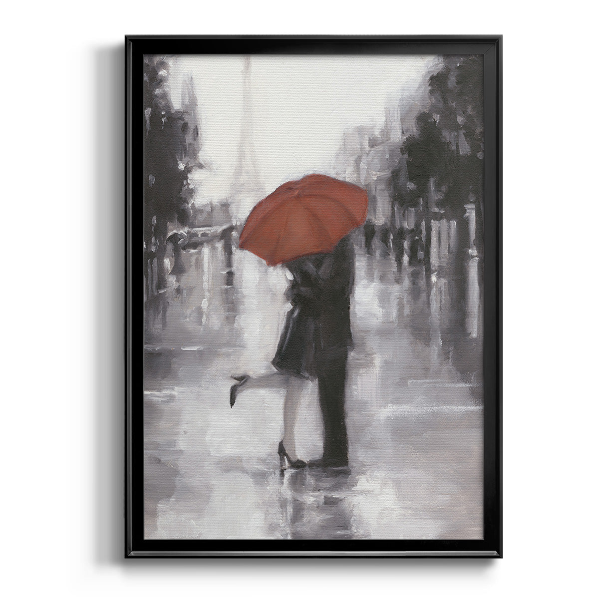 Caught in the Rain - Modern Framed Canvas Print