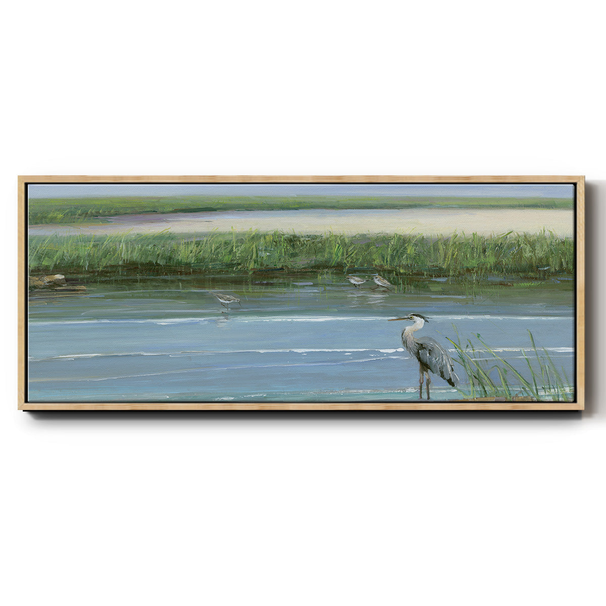 Wading at Dusk - Floater Framed Canvas Print