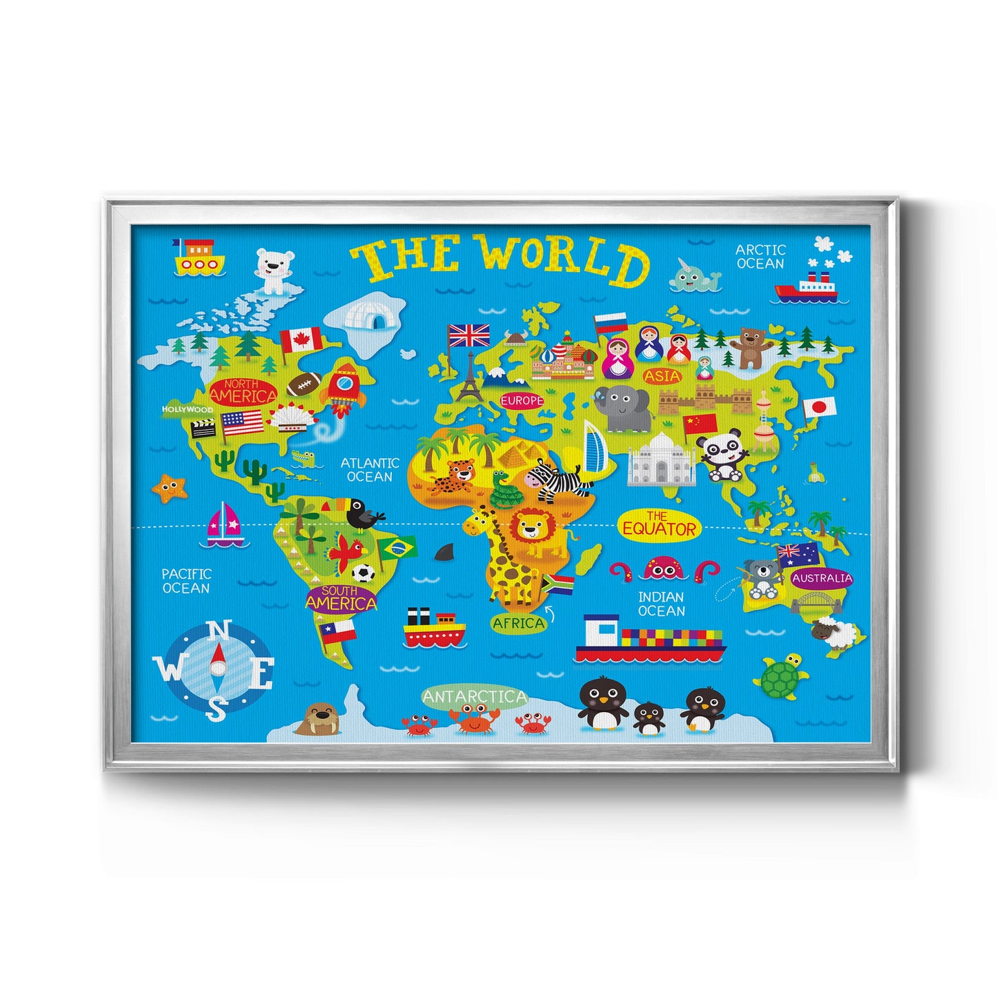 World Map Premium Classic Framed Canvas - Ready to Hang