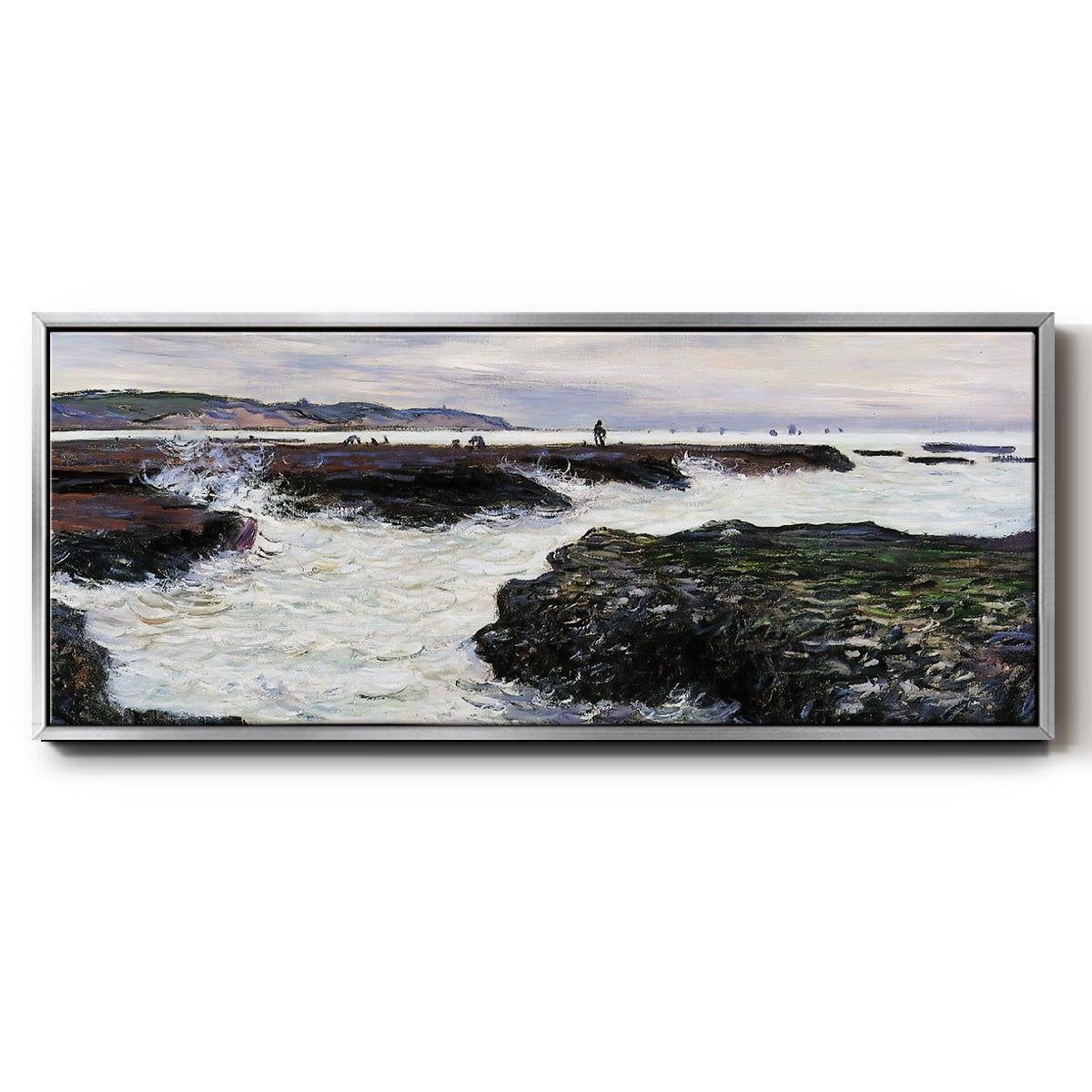 The Rocks at Pourville, Low Tide, 1882 - Floater Framed Canvas Print