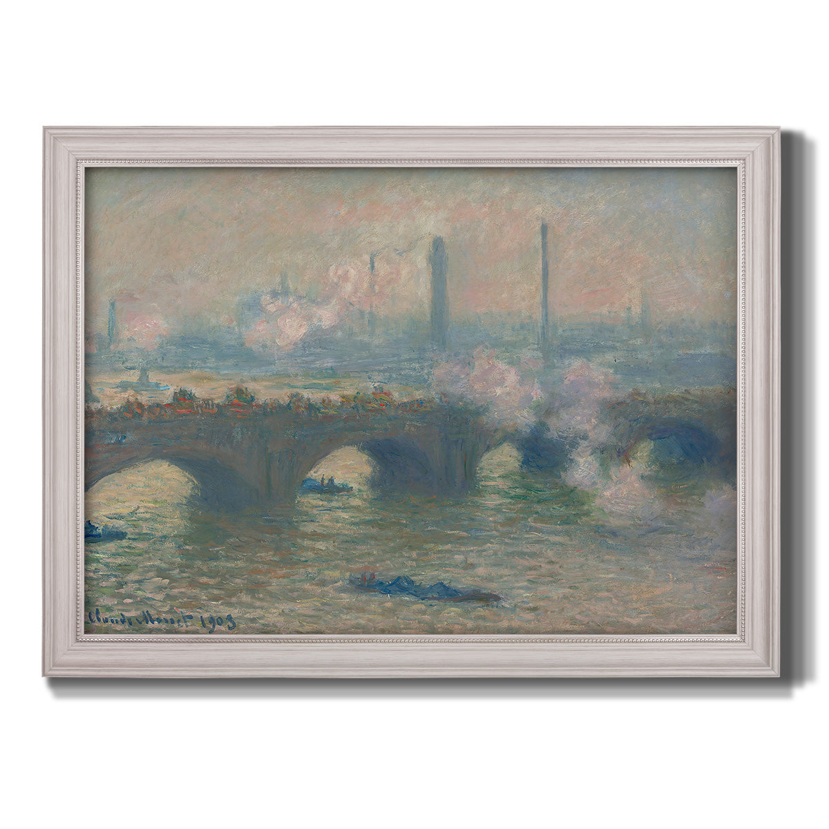 Waterloo Bridge, Gray Day - Ornate Framed Canvas Print