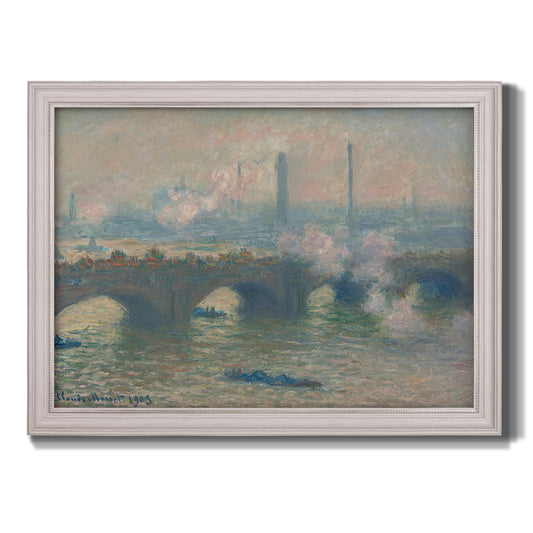 Waterloo Bridge, Gray Day - Ornate Framed Canvas Print