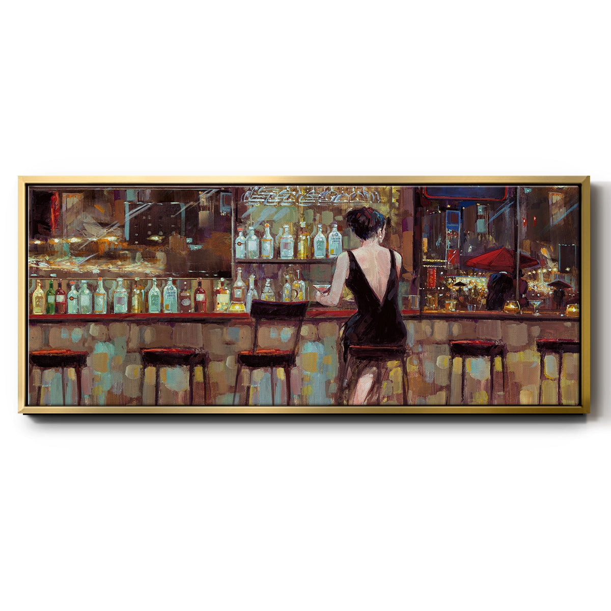 Elegant in Black - Floater Framed Canvas Print