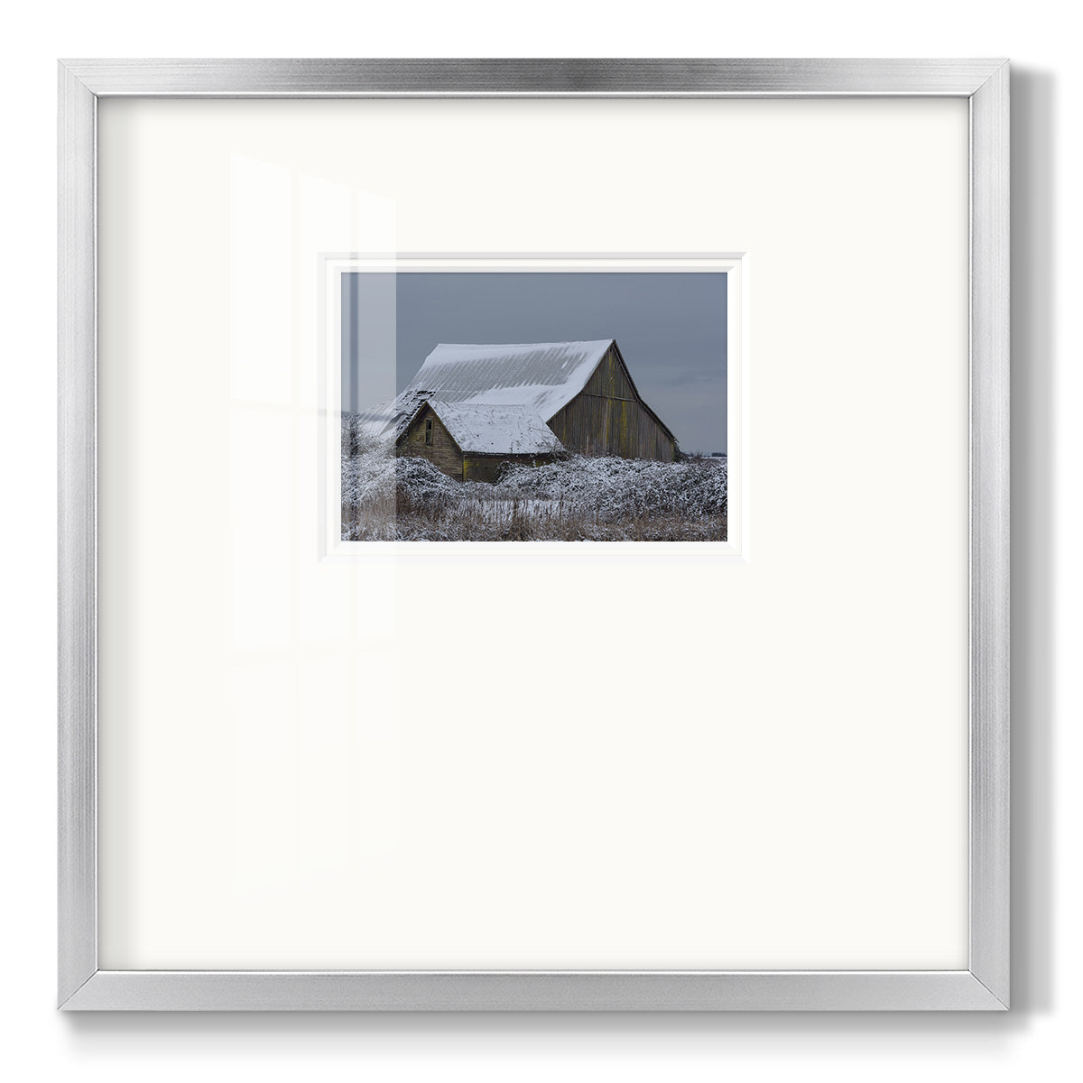 Winter Barn - Double Matboard Framed Print