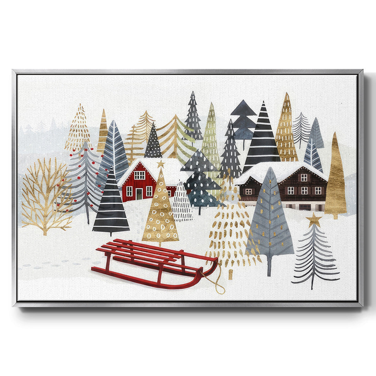 Christmas Chalet Collection A - Floater Framed Canvas Print