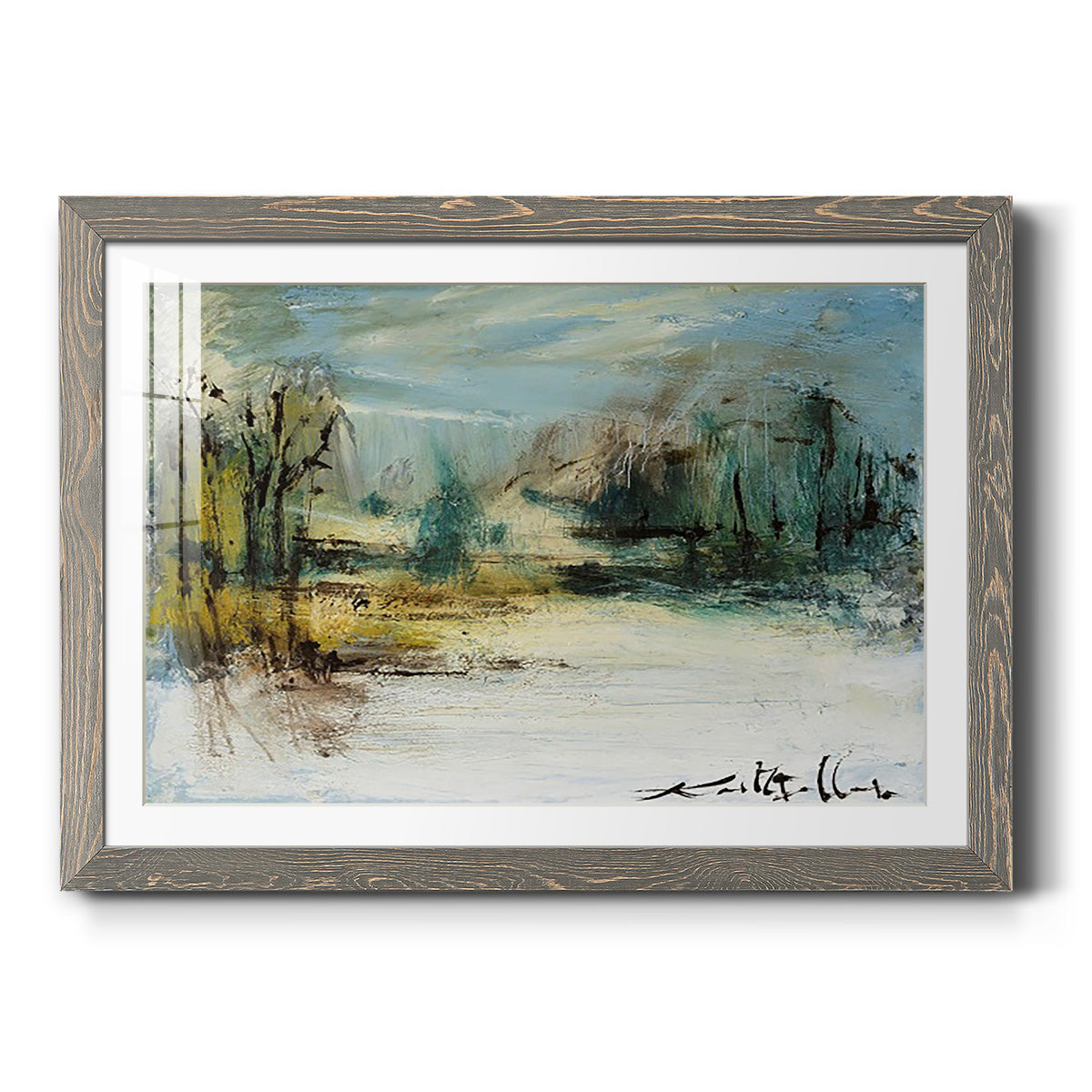 Wintery Horizon II - Barnwood Framed Art Print