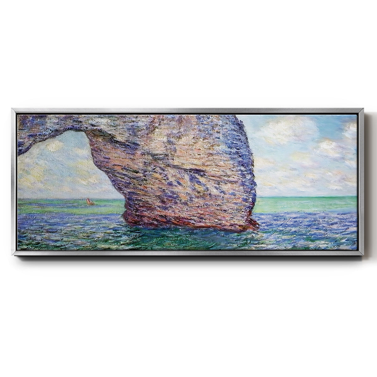 The Manneport at High Tide, 1885 - Floater Framed Canvas Print