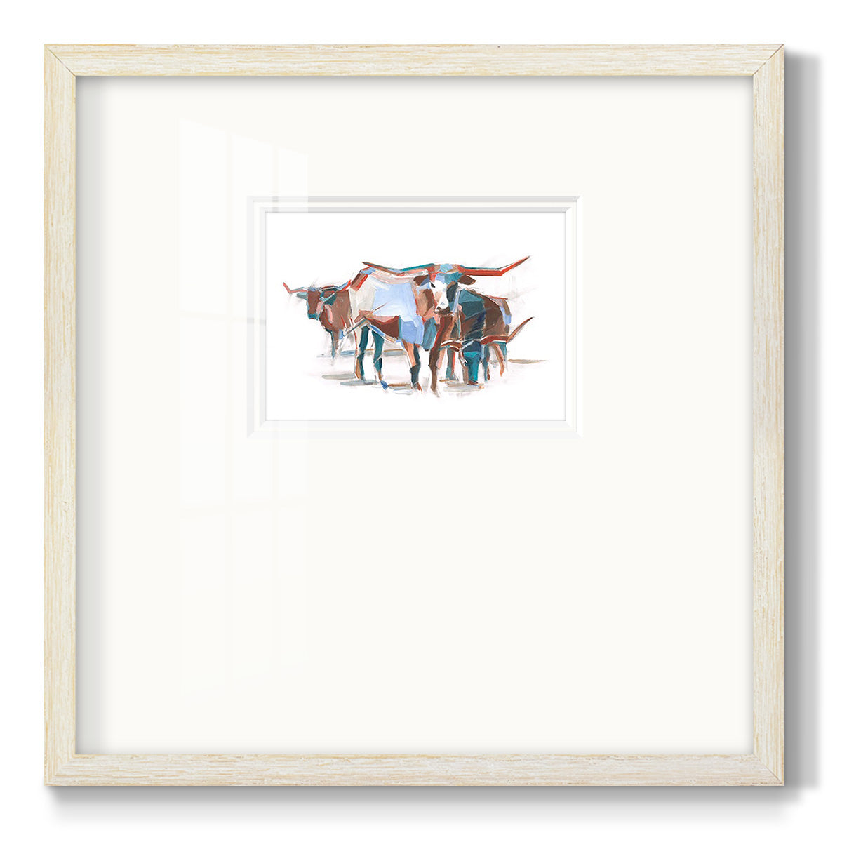 Modern Longhorns II Premium Framed Print Double Matboard