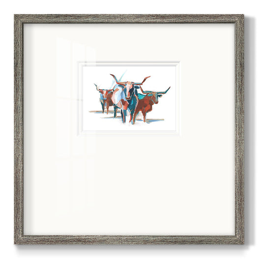 Modern Longhorns I Premium Framed Print Double Matboard