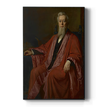 Canvas art print featuring a realistic portrait of a man in formal attire with dark background on a clean white background.
