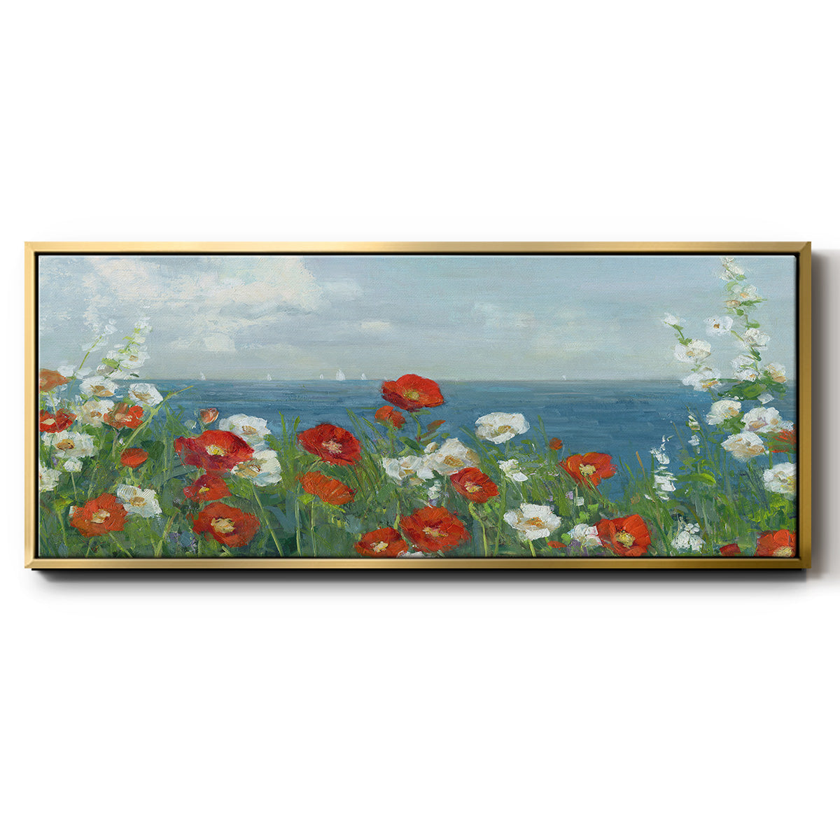 Through the Flowers - Floater Framed Canvas Print