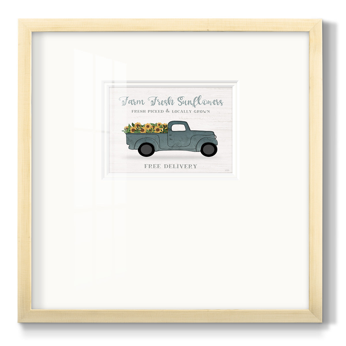Farmers Market Truck - Double Matboard Framed Print