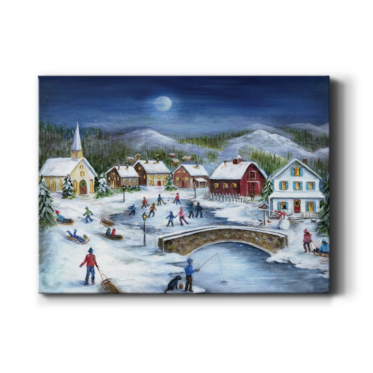 Moonlit Skaters - Premium Gallery Wrapped Canvas  - Ready to Hang