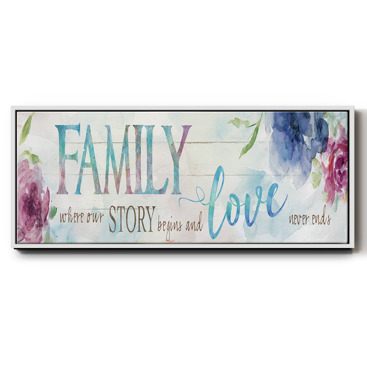 Family Love Story - Floater Framed Canvas Print