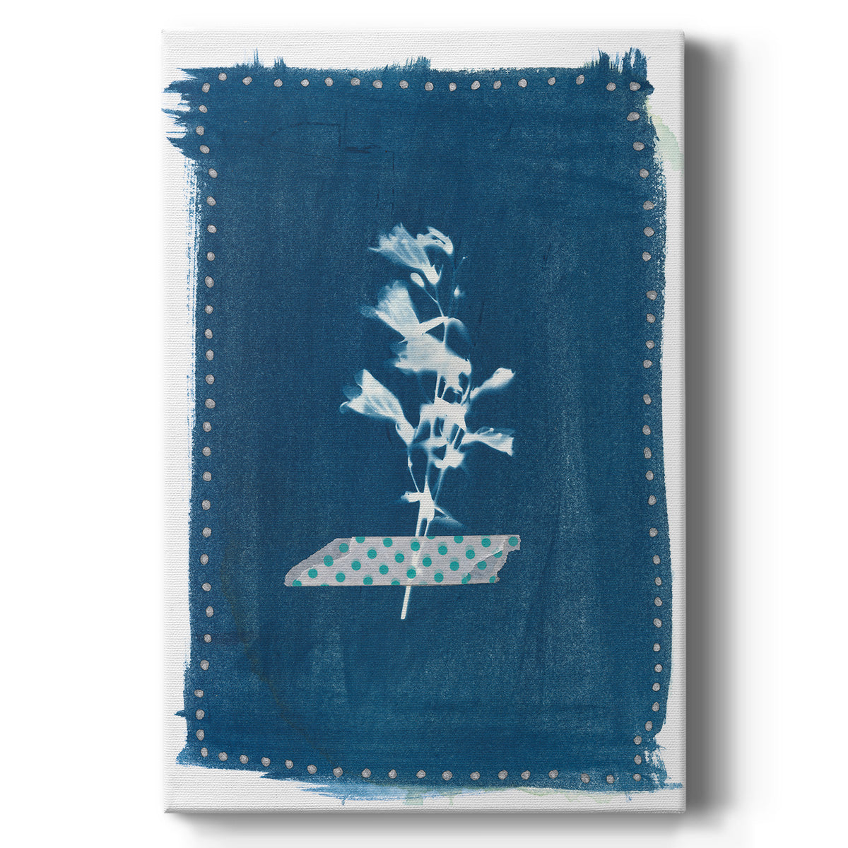 Cyanotype Pressed Leaves I Premium Gallery Wrapped Canvas - Ready to Hang