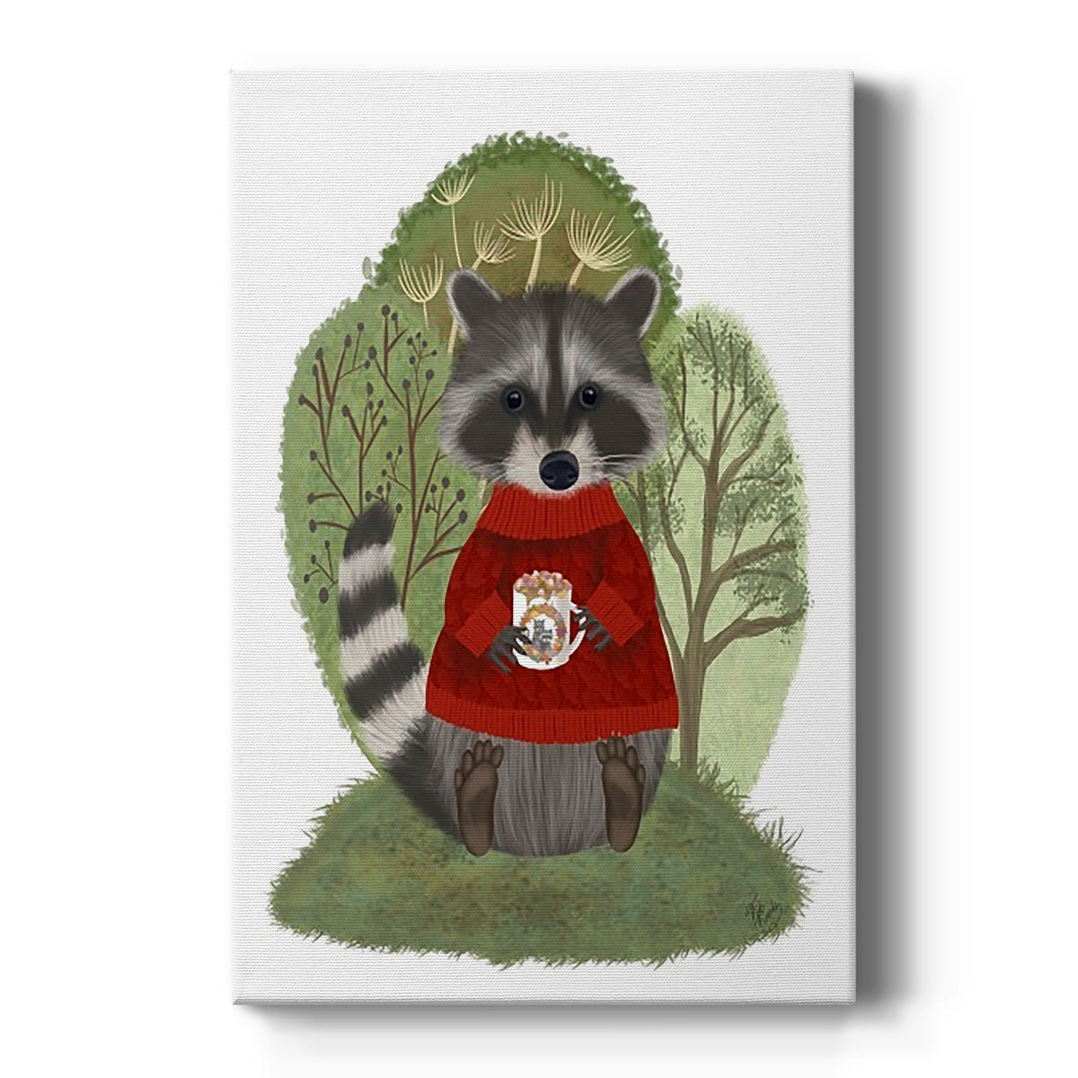 Hot Chocolate Raccoon - Canvas Art Print