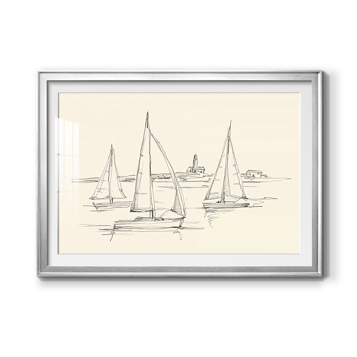 Coastal Contour Sketch II Premium Framed Print - Ready to Hang