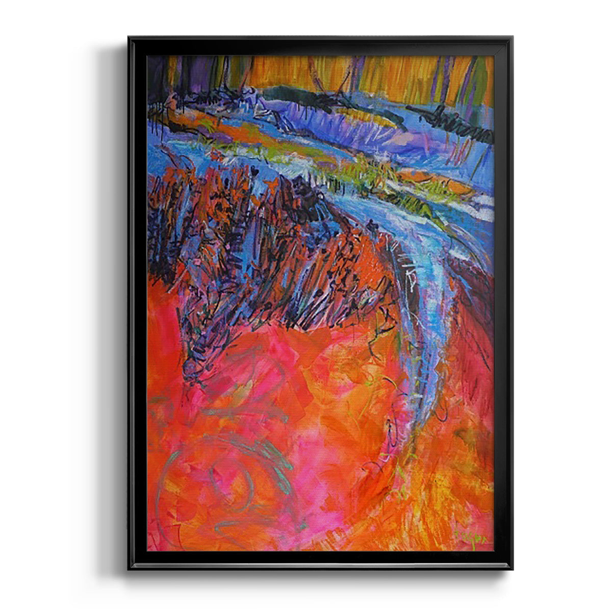 Vibrant Flow I - Modern Framed Canvas Print