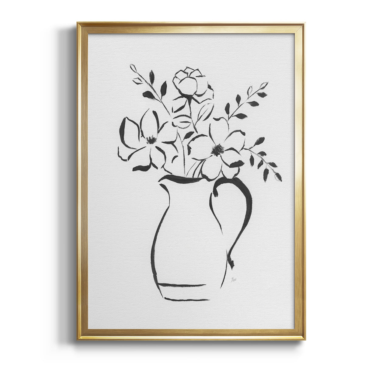 Sketchy Bouquet II - Modern Framed Canvas Print