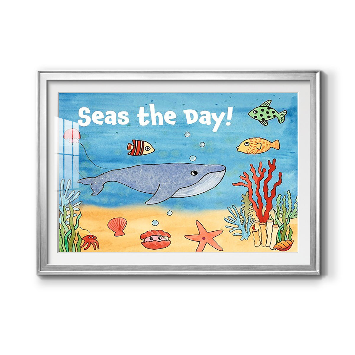 Cute Sea Creatures II - Modern Framed Art Print