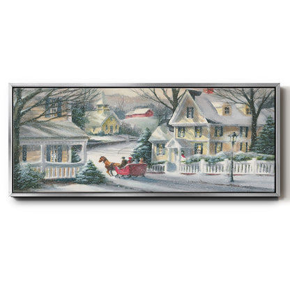 Village Sleigh Ride - Floater Framed Canvas Print